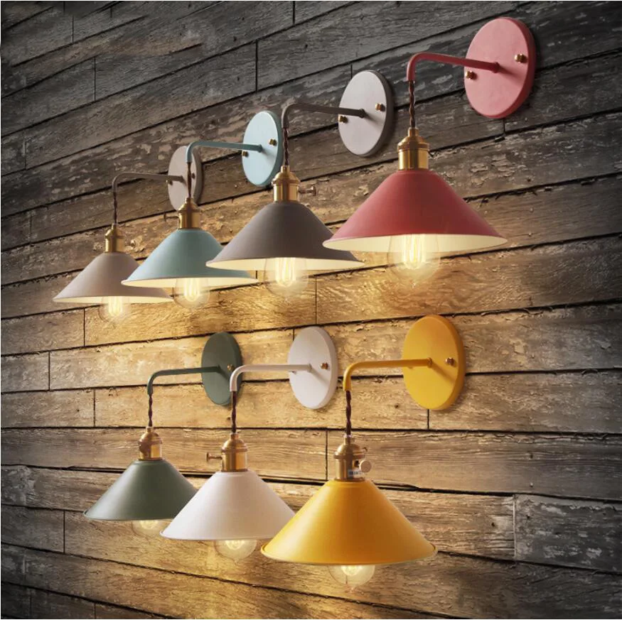 

Nordic Modern wall light Umbrella Restaurant Decoration Macarons wall Lamp Living Room Bedroom Aisle Stairs Bedside Home WJ926