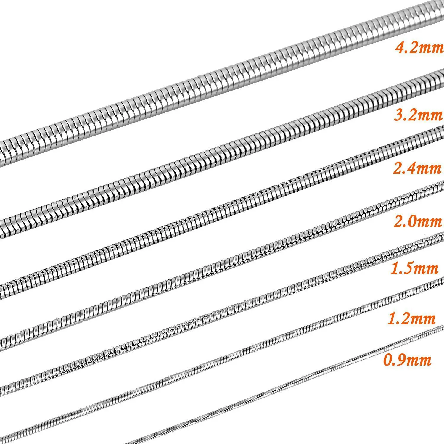 Цепочка со змеиным плетением из нержавеющей стали 0 9/1 2/1 5/2 мм | Украшения и