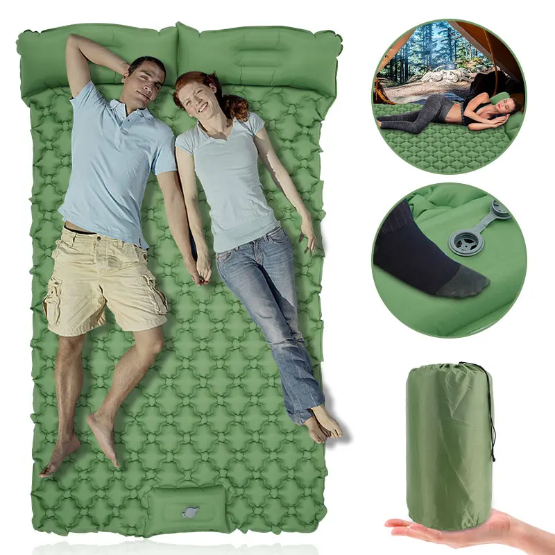 Camping Sleeping Pad Inflatable Air Mattresses with Pillows Outdoor Mat 2 Person Furniture Bed Ultralight Cushion Hiking | Спорт и