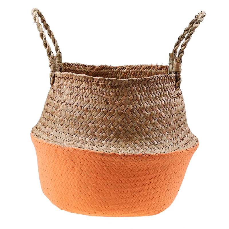 

S/M/L Orange Storage Baskets Seagrass Laundry Baskets Wicker Hanging Flower Pot Home Garden Flower Storage Pot Toys Organizers