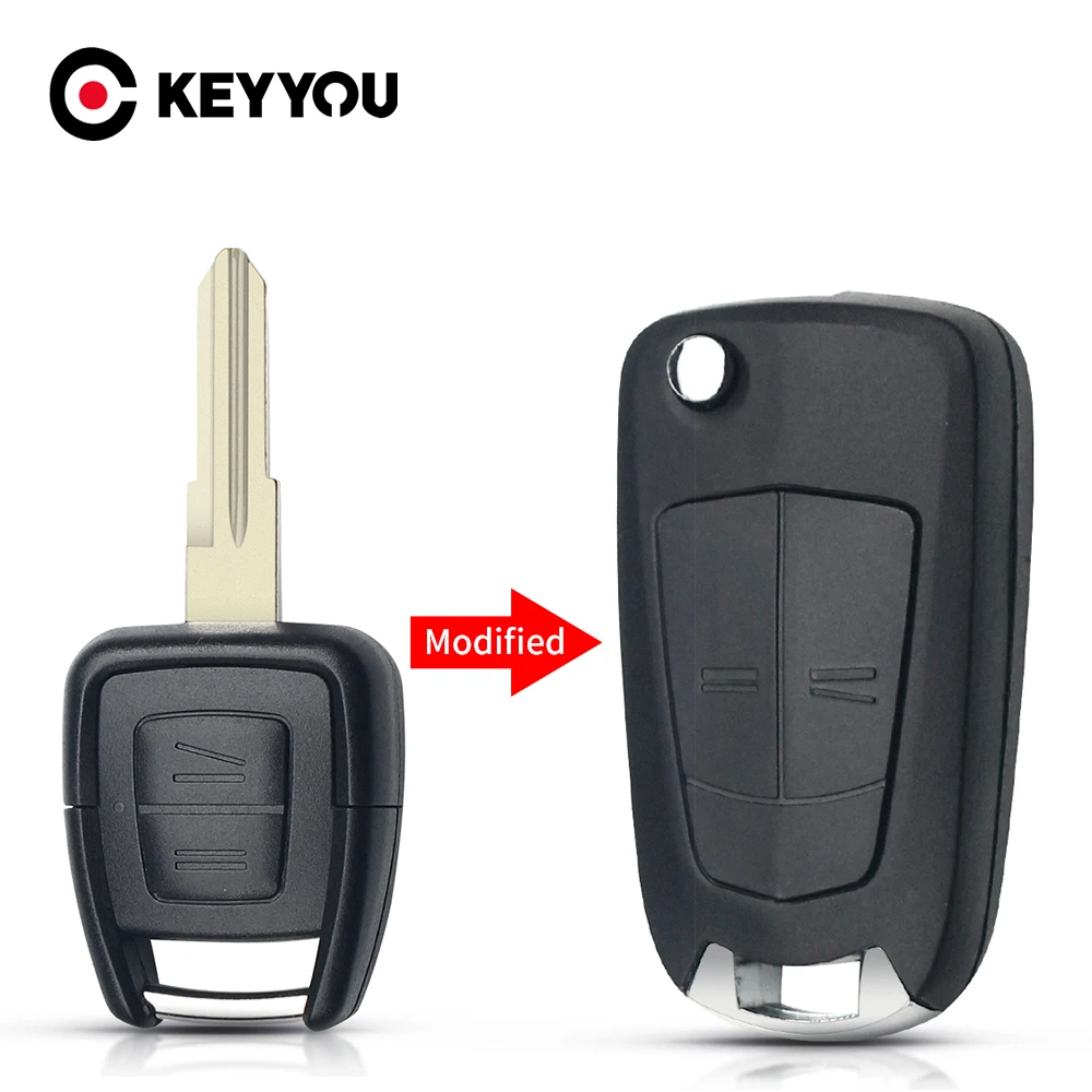 

KEYYOU Car Flip Remote Key Shell Modified For Vauxhall Opel Astra Zafira Vectra Omega 2 Buttons Replacement HU46 Blade Key Case