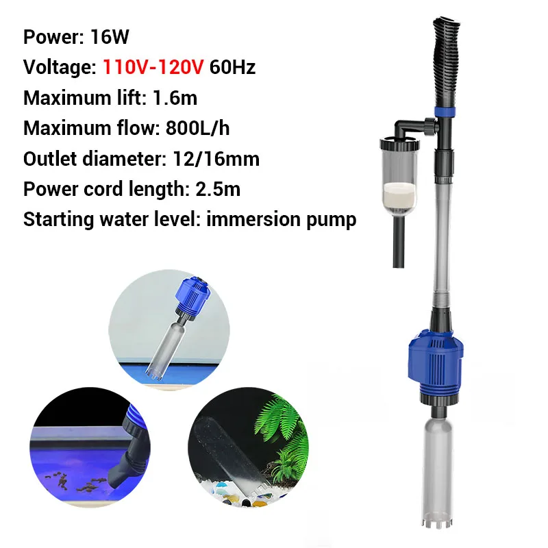 110V-120V Nicrew сифон для аквариумов аксессуары для электрического аквариума гравий очиститель воды фильтр шайба для аквариума очиститель инструменты для аквариума - Цвет: 110V-120V