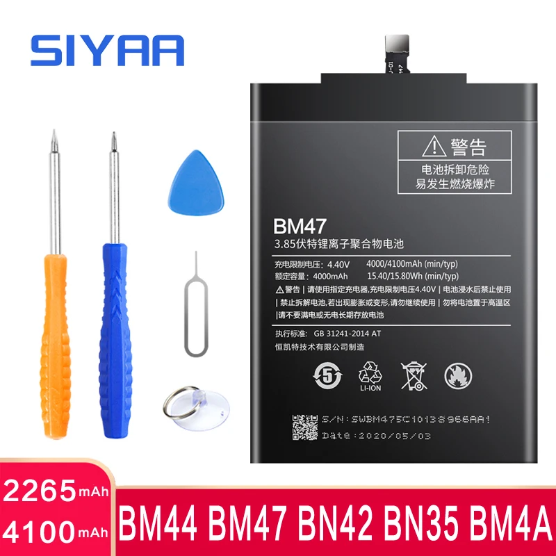 BM44 BM47 BN42 BN35 BM4A Оригинальный аккумулятор для Xiaomi Redmi 2 3 3S 4X 4 5 Pro сменные батареи