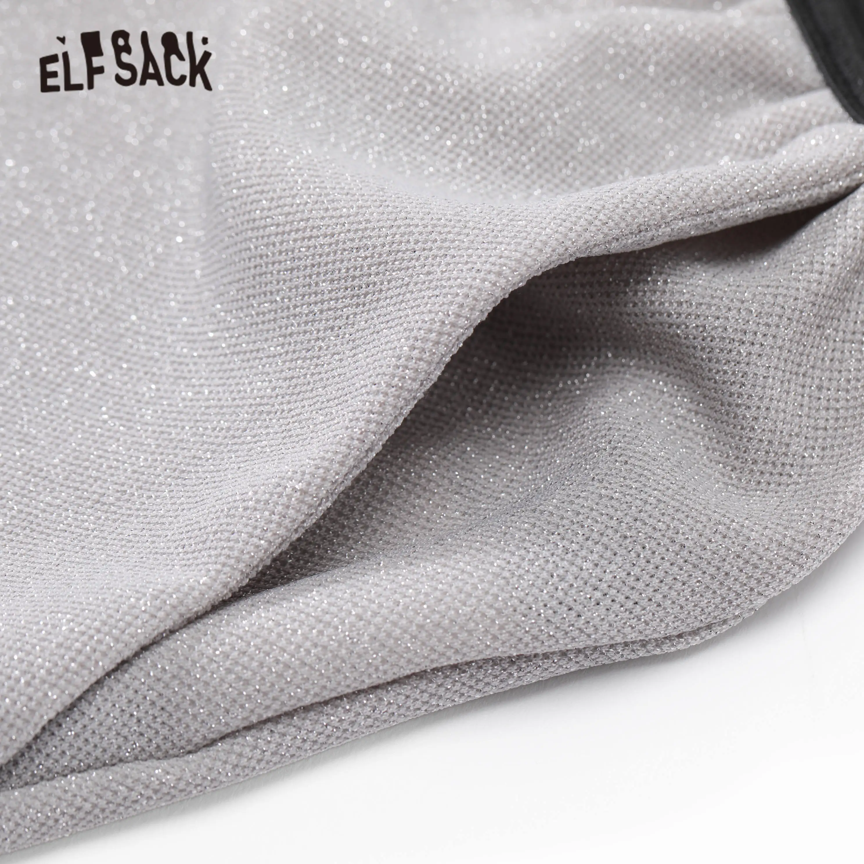 Женские прямые брюки ELFSACK черные яркие широкие с эластичным поясом корейские