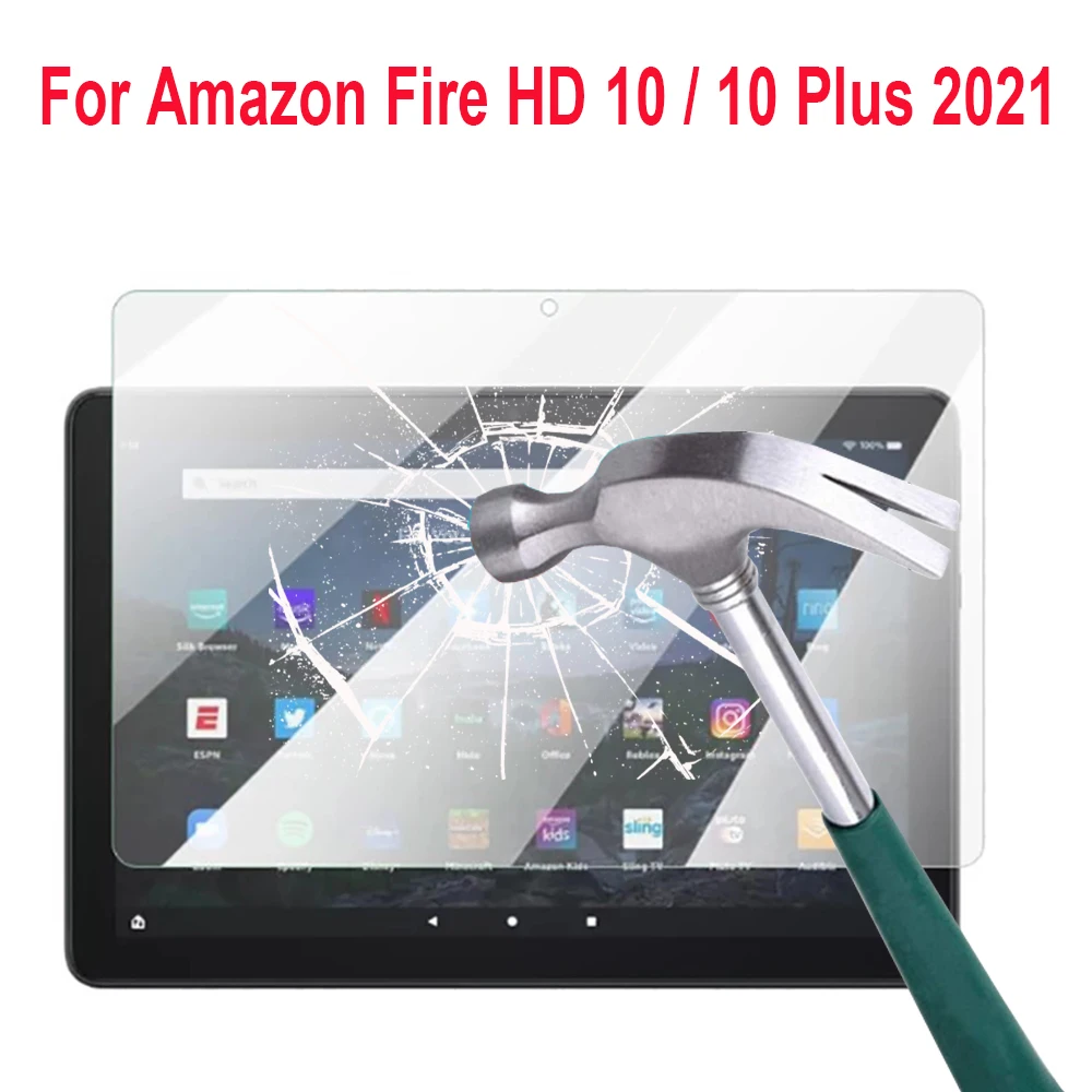 

9H Tempered Glass Screen Protector For Amazon Fire HD 10 Plus 2021 10.1 inch Protective Clear Film for Kindle Fire HD 10 10.1''