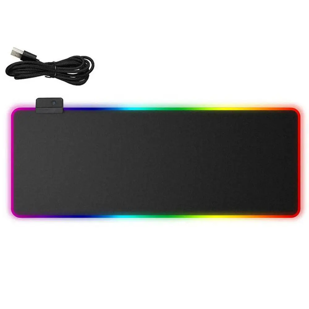 Большой светодиодный RGB коврик для мыши USB Проводное освещение игровой геймер