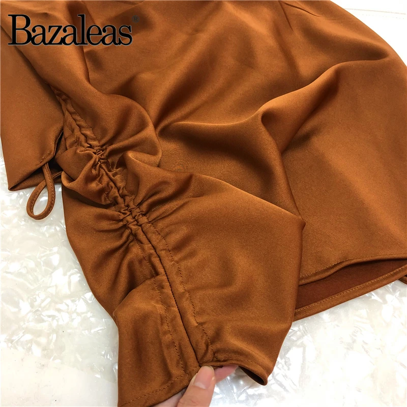 Bazaleas винтажное модное атласное пляжное платье с двусторонним шнурком шелковое