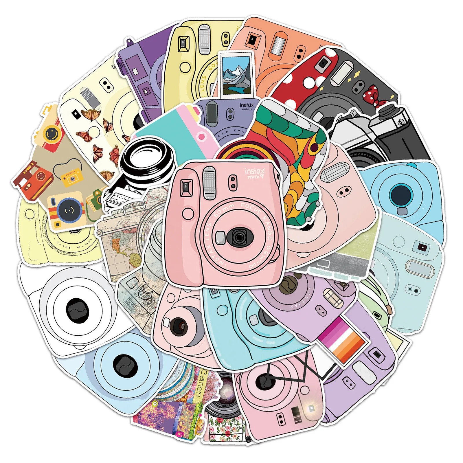 

10 / 30 / 50pcs Popular Animation Camera Graffiti Decoration Luggage Compartment Waterproof Sticker Wholesale