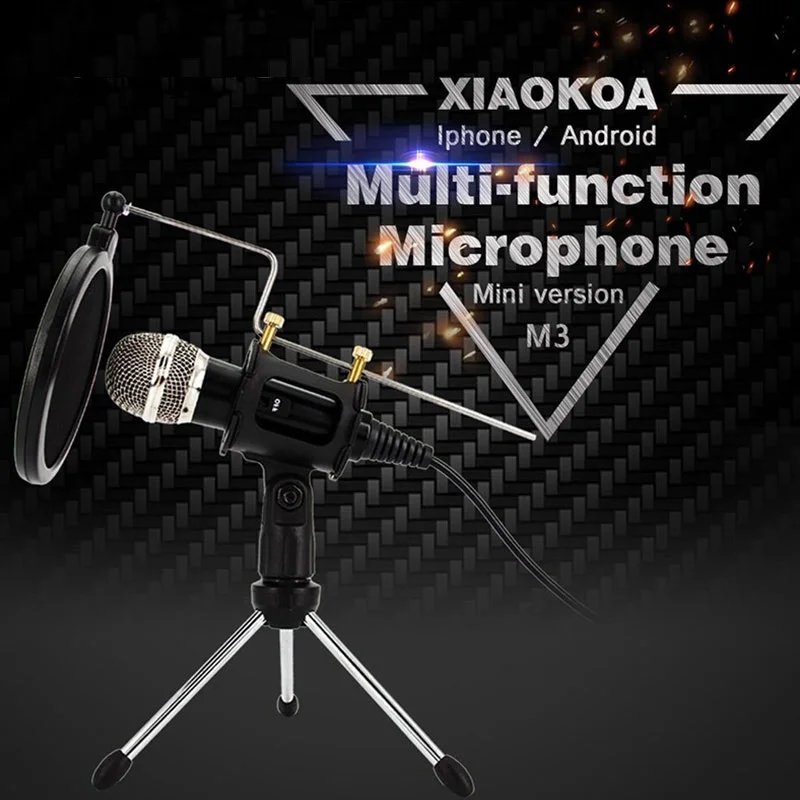 Металлический конденсаторный микрофон для телефона портативный мини 3 5 мм