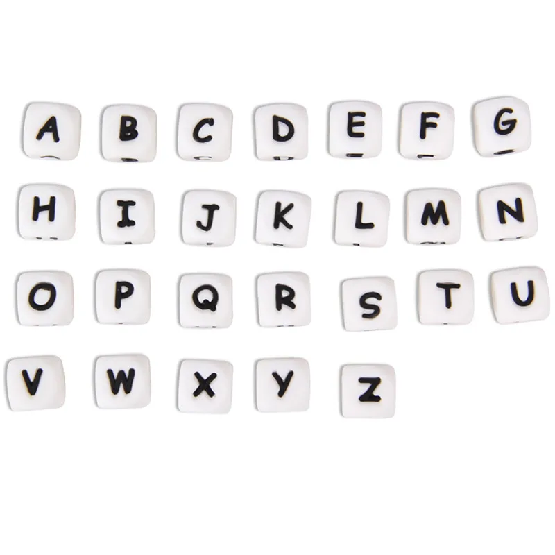 Chenkai-Cuentas de letras de silicona para dentici&oacute;n de beb&eacute;, mordedor artesanal, accesorios sensoriales de juguete, alfabeto, 12mm, 20 Uds.-2