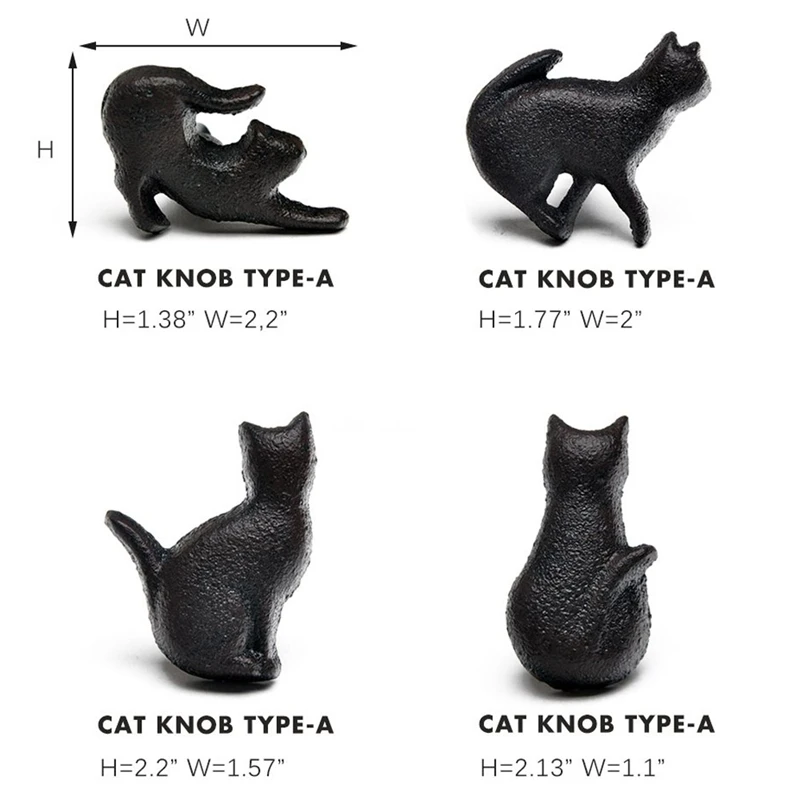 Набор из 4 кошек винтажная чугунная Мебельная ручка и дверная для шкафа котята
