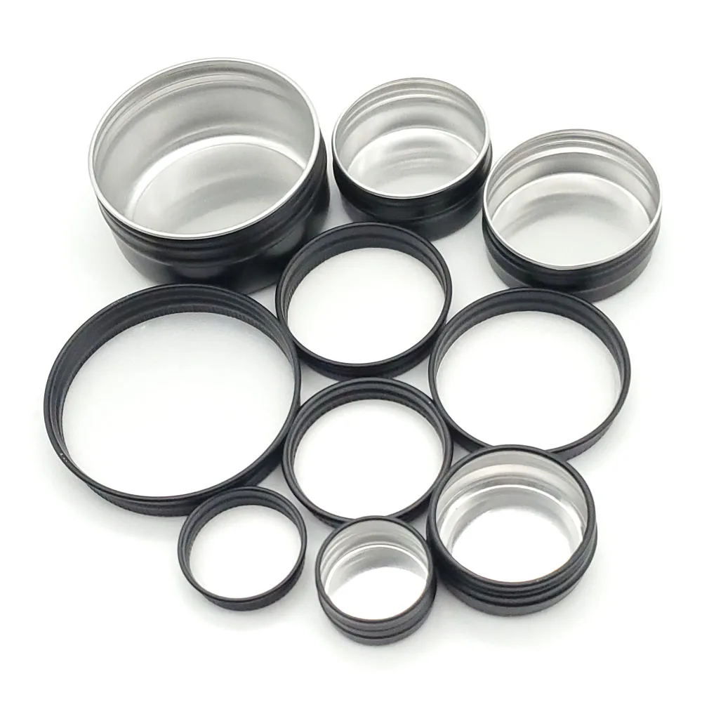 10Pcs 5g 10g 15g 20g 50g Empty Black Aluminum Tins Cans Screw Top Round Candle Spice with Lid Containers | Красота и здоровье