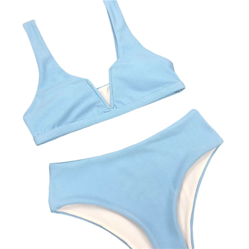 

Women Sexy 2-piece Swimming Suit Summer Fashion Sleeveless V-neck Top and Bottom Set