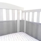 Серый сетчатый вкладыш для кроватки дышащий бампер для кроватки для стандартной детской кроватки полноразмерный Wieg Ademend сетчатый бампер для кроватки однотонный цвет