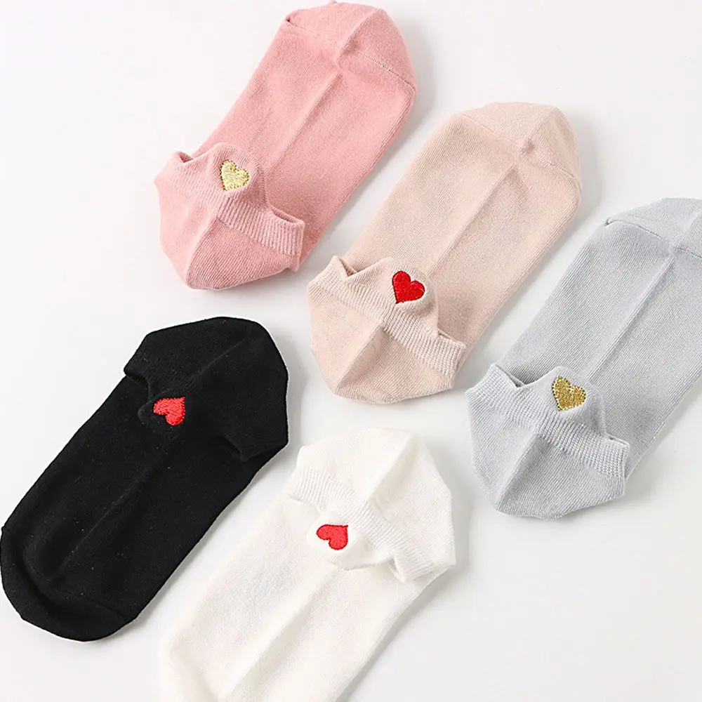 

1 Pair Couple Cute Socks Heart Pattern Women Cotton Casual Breathable Fashion Ankle Socks Boat Short Girls Party Appointment