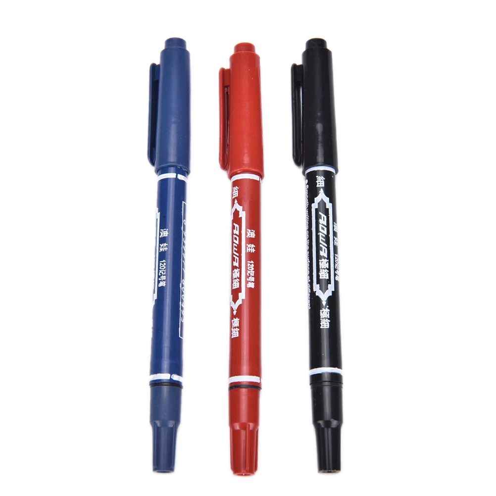 

3 Colors Permanent Paint Marker Pen Twin Tips Hook Line Double-headed Marker Pen For CD DVD Media Disc Quick-drying Writing Pens