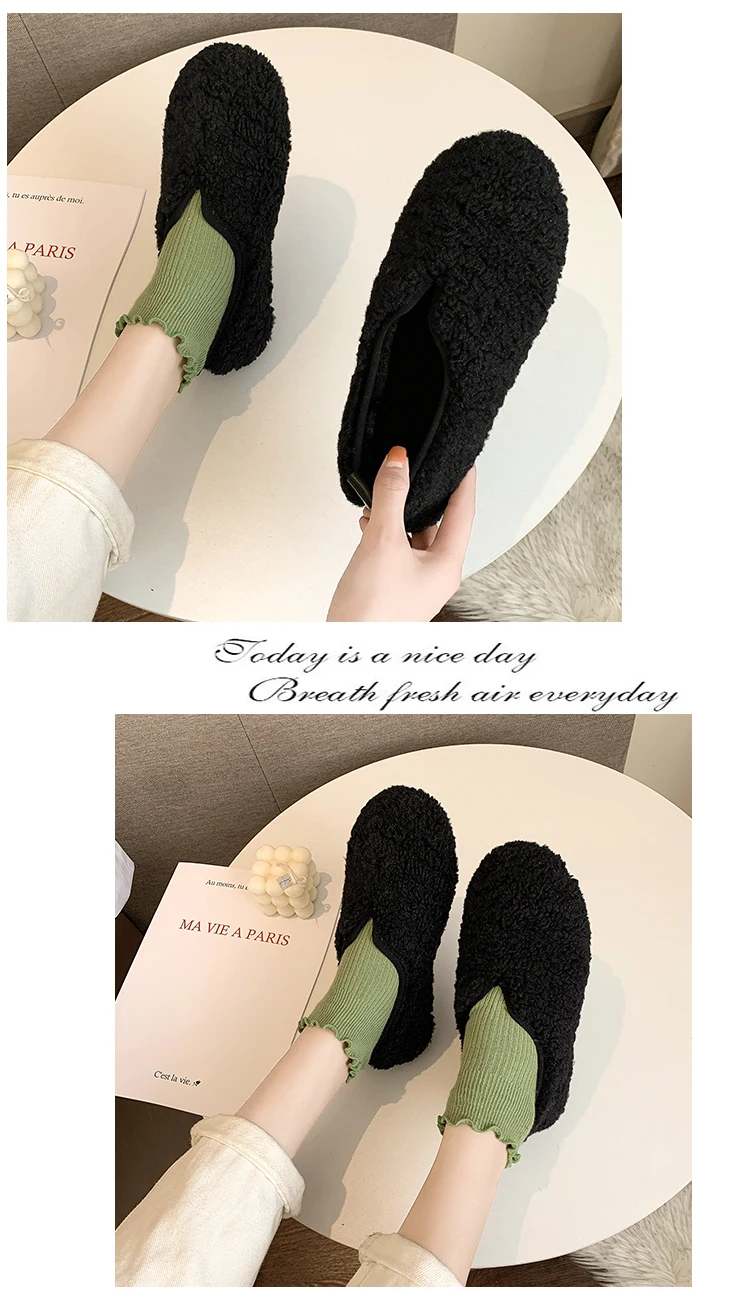 Женские зимние шлепанцы с мехом ягненка; chaussures femme Pantuflas; меховые шерстяные туфли для улицы; женская обувь; женские мокасины; Тапочки