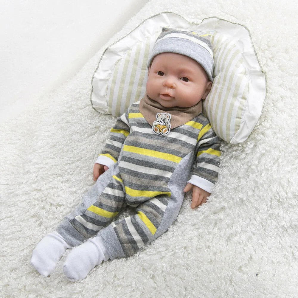 16'' Hair Painted Full Body Silicone Reborn Baby Doll Boy Lifelike Infant | Dolls