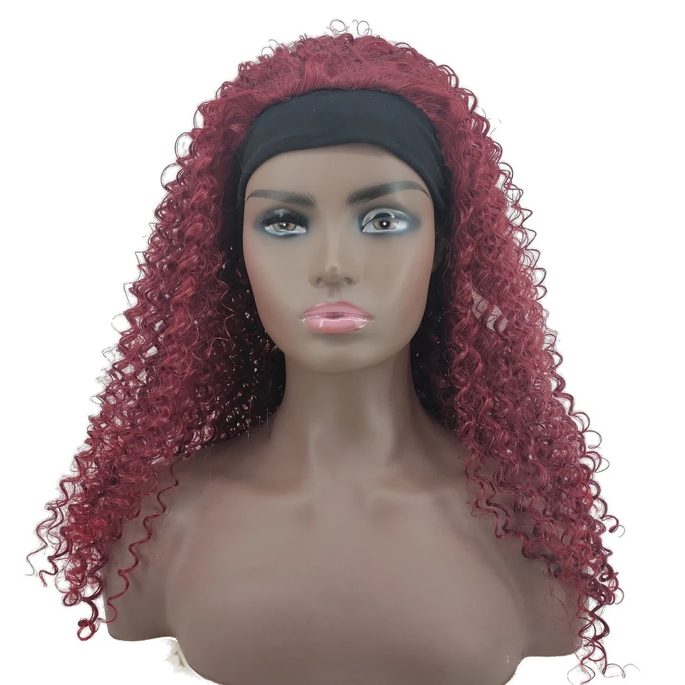 Yiyaobess Auburn Black Long Curly Headband Wig Women Synthetic Hair Cosplay Natural African American Wigs Perruque Bandeau Femme | Шиньоны и