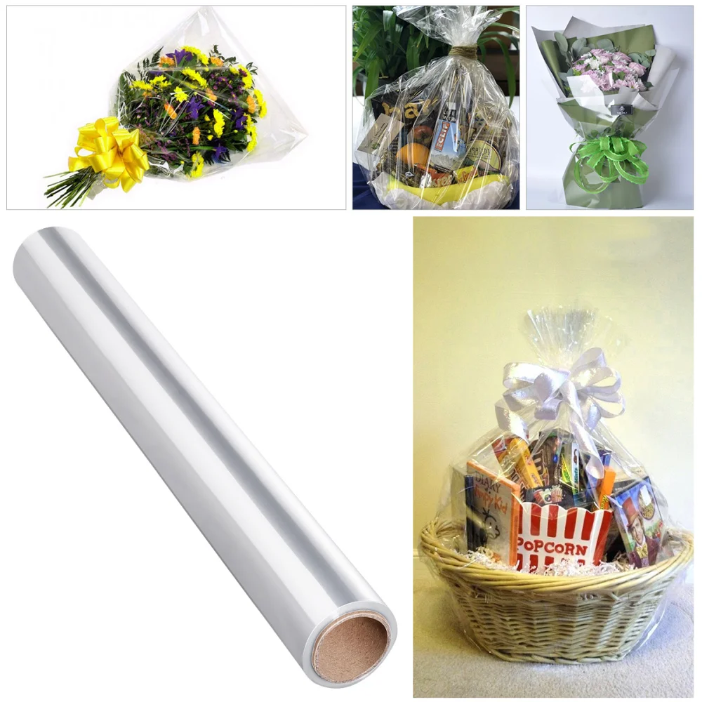 

STOBOK 40x3000cm Transparent Cellophane Wrap Paper Roll Clear Wrapper Roll for Gifts Baskets Flowers (0.025mm Thickness)