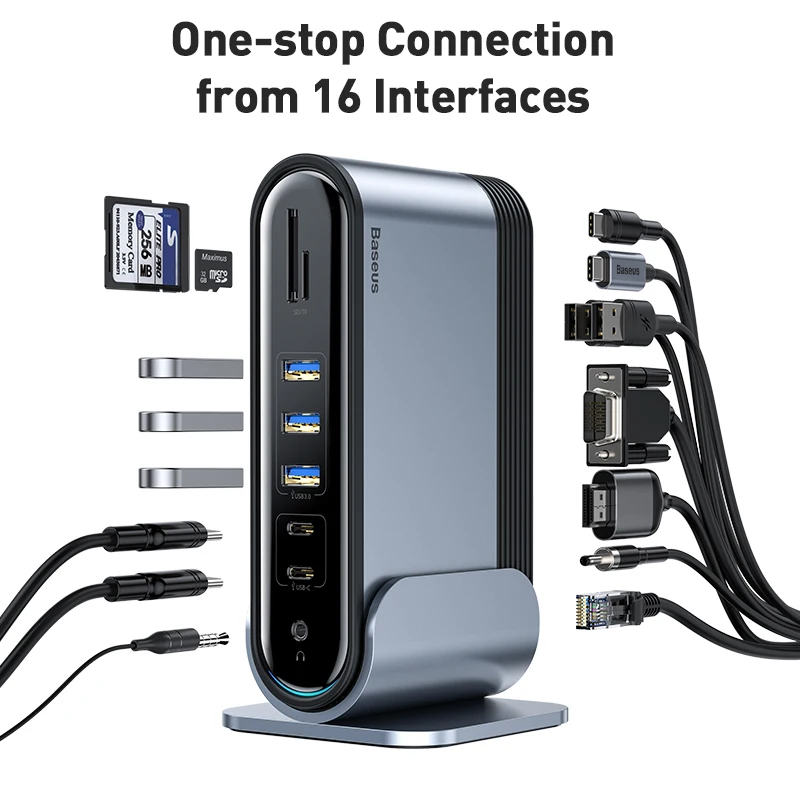 Док-станция Baseus usb-c 17 в 1 USB 3 0 2 PD RJ45 VGA HD экрана | Компьютеры и офис