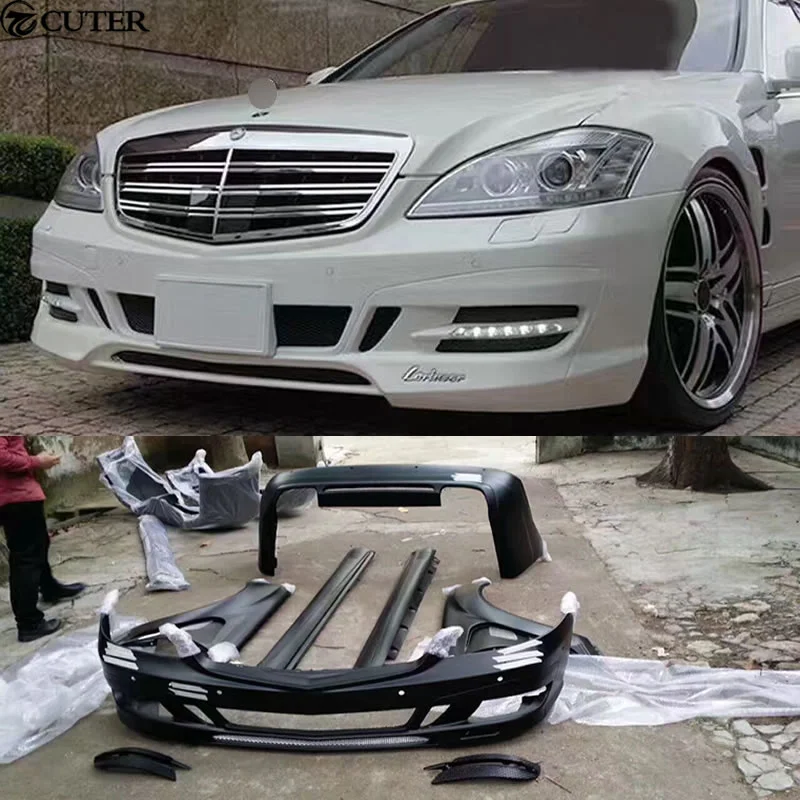 W221 S300 S350 комплект кузова автомобиля FRP Передний Задний бампер боковые юбки кранцы