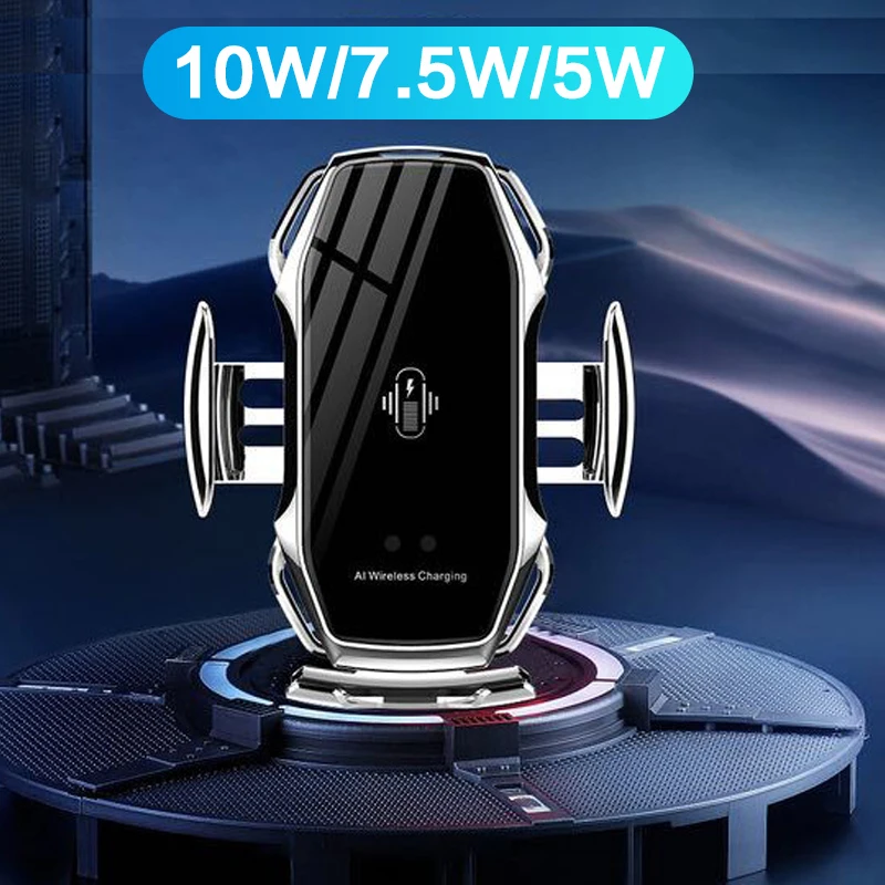 

A5 10W Wireless Charger Infrared Sensor Automati Clamping Fast Charging Phone Holder Mount Car Charger For iPhone Huawei Samsung