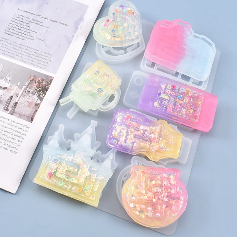 

DIY Epoxy Resin Castle Shaker Maze Silicone Mold Labyrinth Quicksand Handmade Mould Jewelry Findings Pendant Accessory Craft