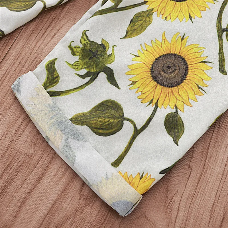 

2PCS Toddler Kids Newborn Baby Girl Clothes Solid Suspenders Vest Sunflower Floral Print Pants Outfits Baby Sets Dropship