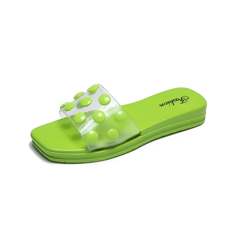 Шлепанцы женские с прозрачными шнурками пляжные сандалии на танкетке уличные