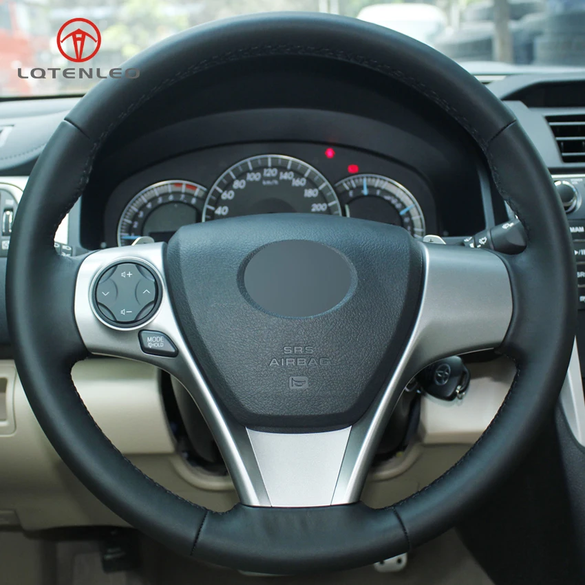 

LQTENLEO черный чехол рулевого колеса автомобиля из искусственной кожи ручной работы для Toyota Camry 2012-2014 Venza 2013-2015