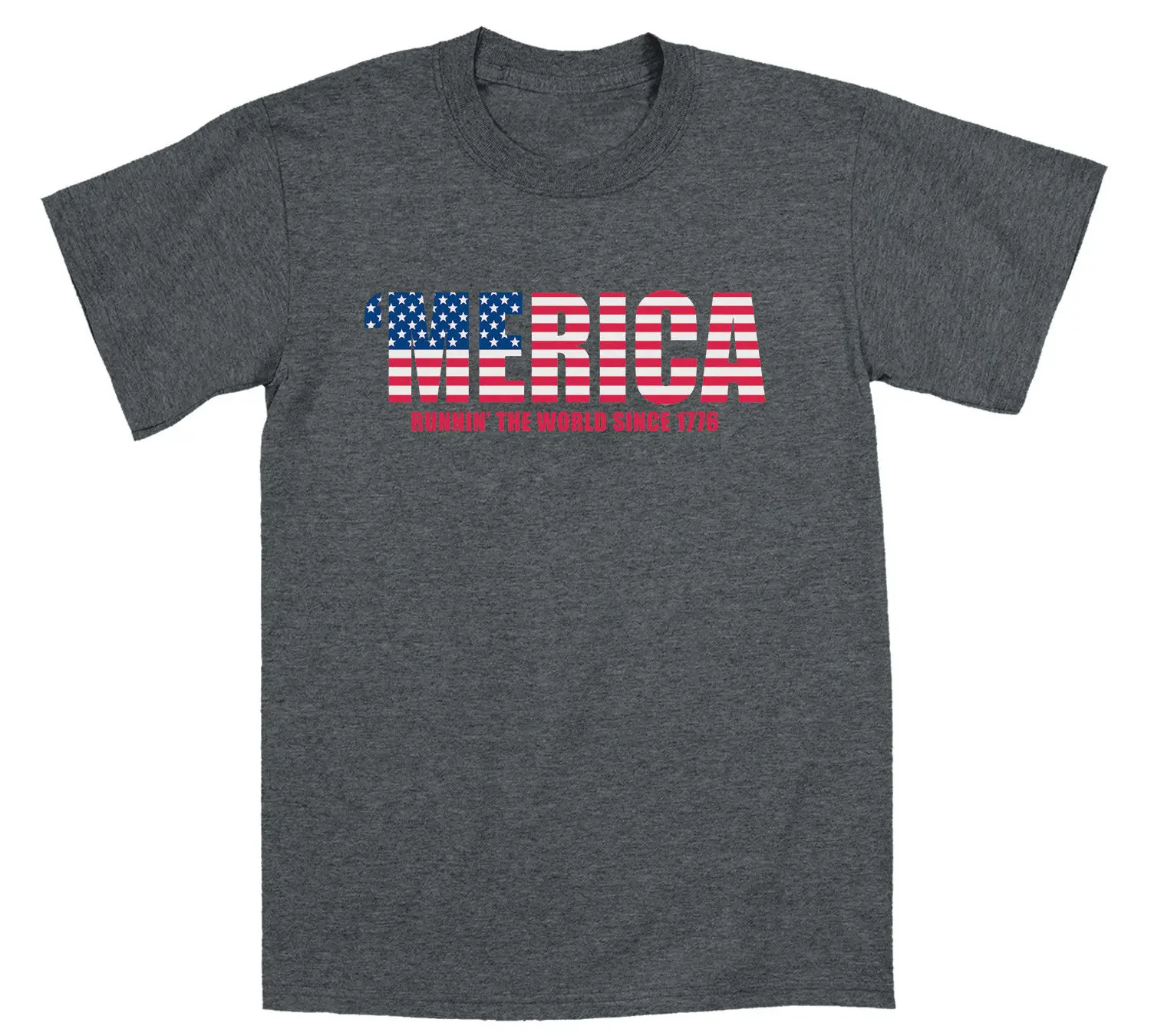 

2019 Men Fashion Casual Tee Shirt for Men Merica Runnin The World Fun Trendy America Custom Made T Shirts