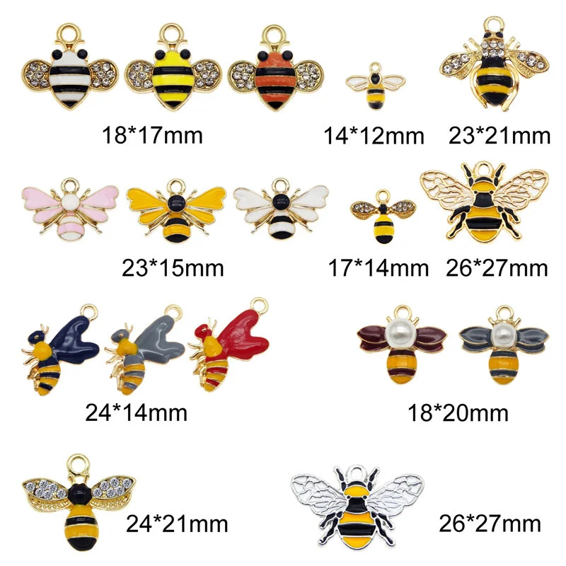 

Julie Wang 15PCS Enamel Bee Charms Alloy Random Mixed Bumblebee Honeybee Necklace Pendant Findings Jewelry Making Accessory