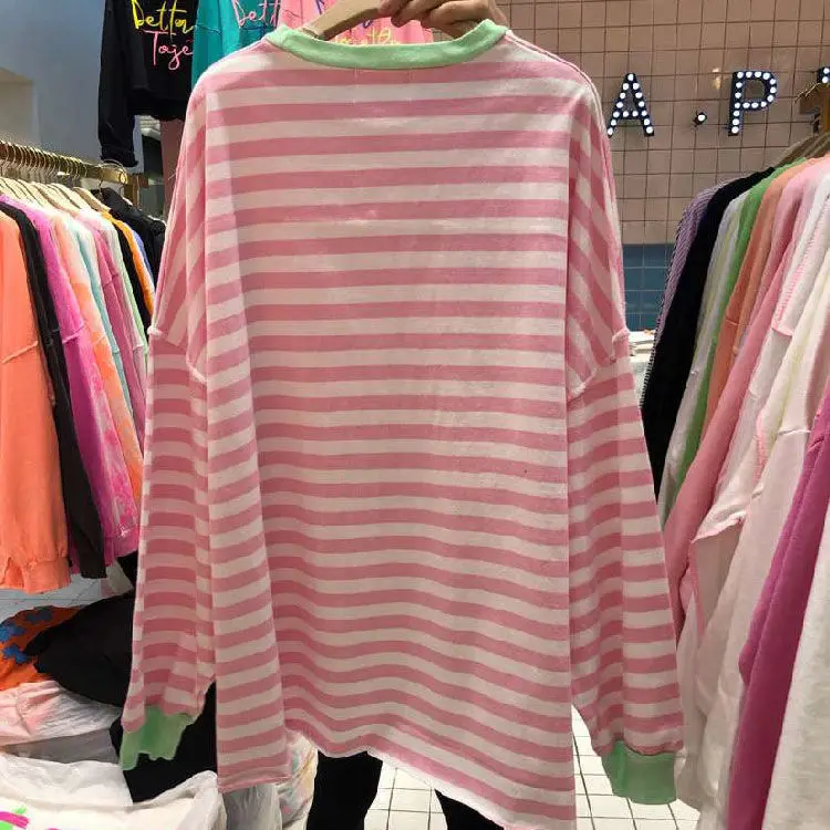 

New product 2021 spring and autumn thin women's new fashion trend printing long sleeve loose Student Korean women's T-shirt