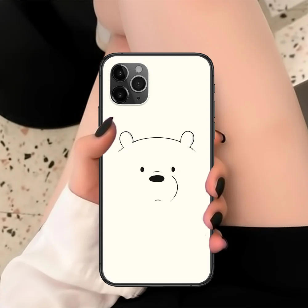 

We Bare Ice Bear Panda Phone Case For Iphone 5 6 7 8 S SE Plus X XS XR 11 12 Mini Pro Max 2020 Black black Coque Fashion Shell