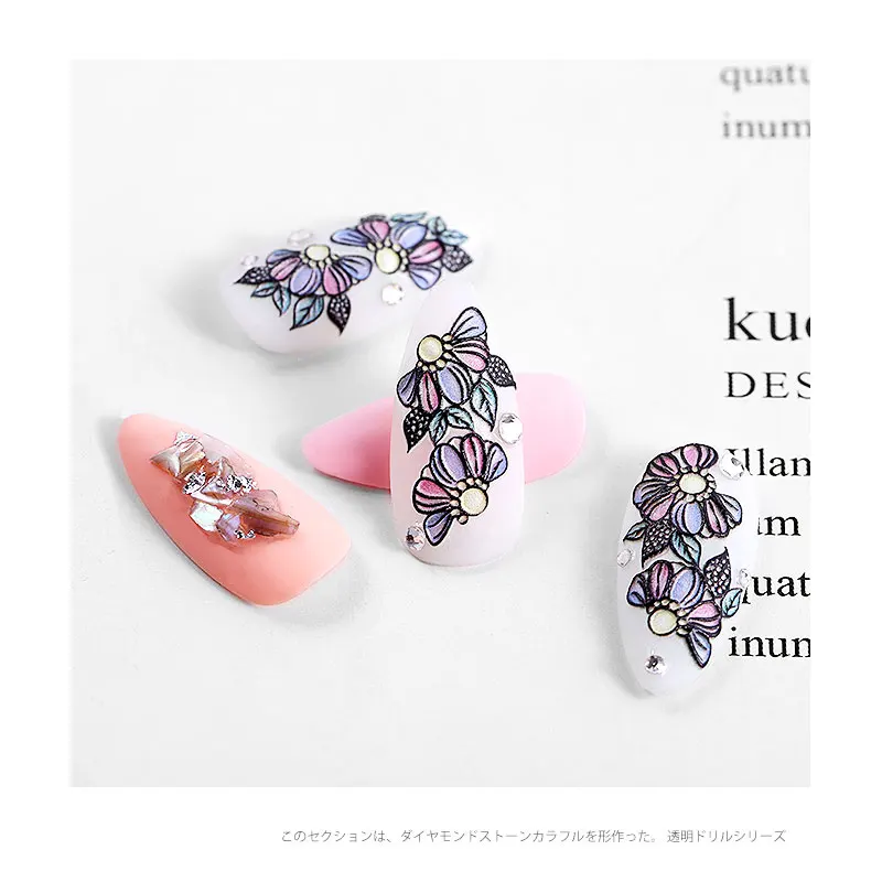 5D тисненые наклейки для дизайна ногтей акриловые гравированные бабочки пчелы