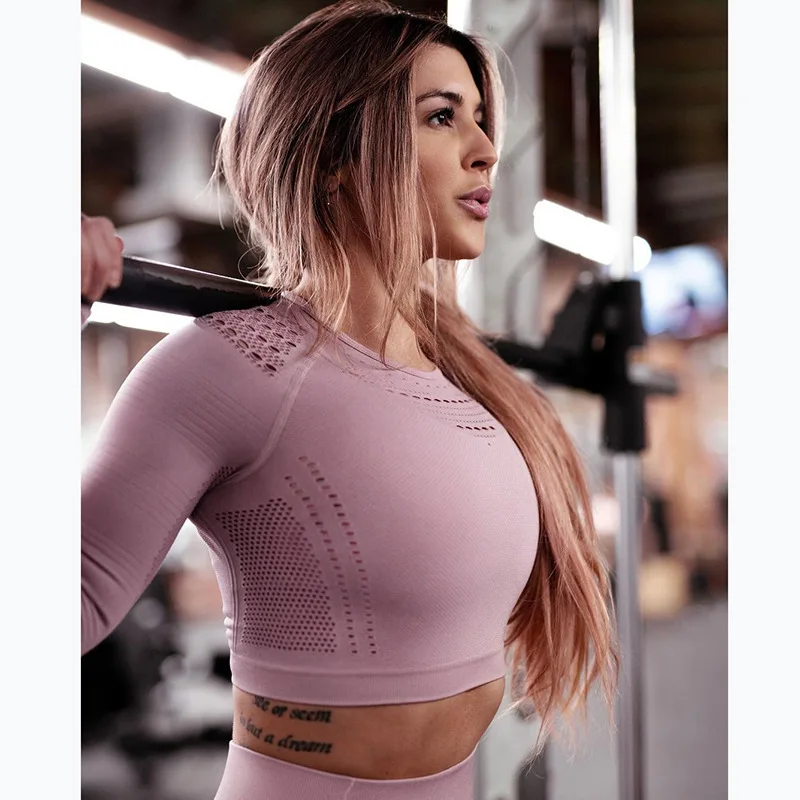 pink colour Одежда для бодибилдинга с длинным рукавом, женское сексуальное нижнее белье для занятий йогой - Цвет: pink colour