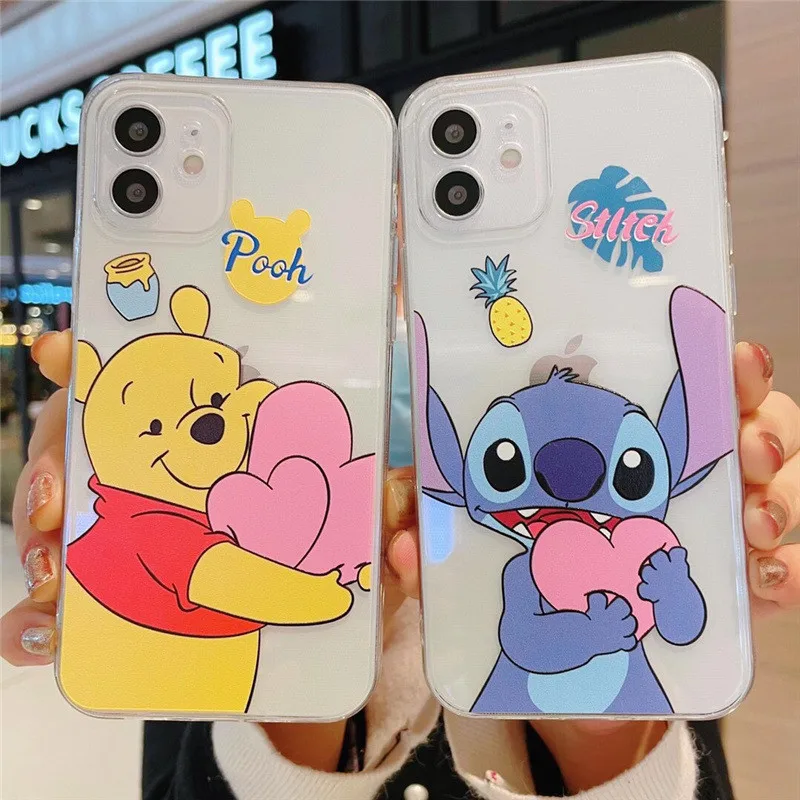 Disney с Винни пухом для м/ф Пуха и стежка силиконовый черный чехол Apple IPhone 12 11 Pro XS MAX XR