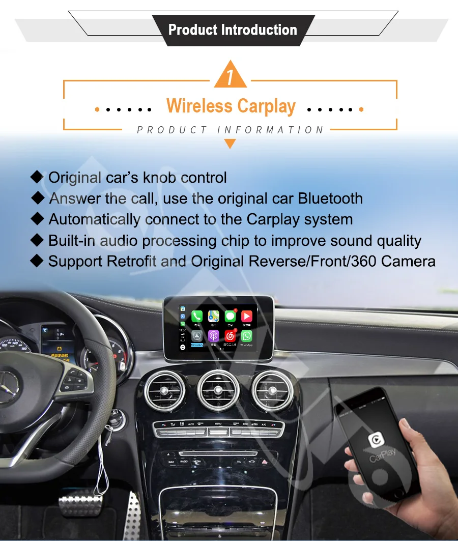 Joyeauto беспроводной Apple Carplay автомобильный игровой Android авто зеркало модифицированное для Mercedes A B C E G CLA gla GLC S Class 15-19 NTG5 W205