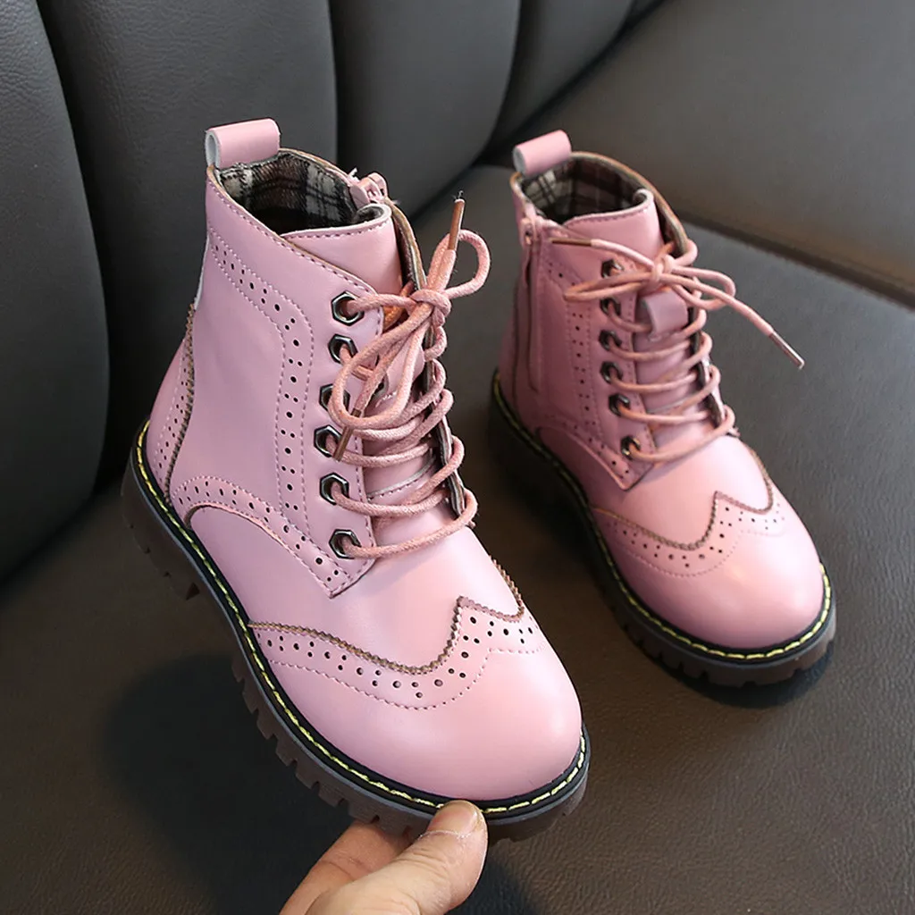 Children kids boots girls leather Boys Boots Ankle Sport Short Bootie Solid Casual Shoes botte fille enfant #Y3 |