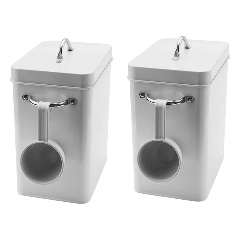 

2X Beautiful Powder Laundry Powder Boxes Storage with Scoop White