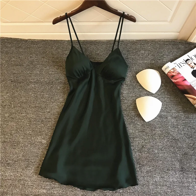 Ночная рубашка женская с V образным вырезом и бретельками|Ночные сорочки пижамы| |