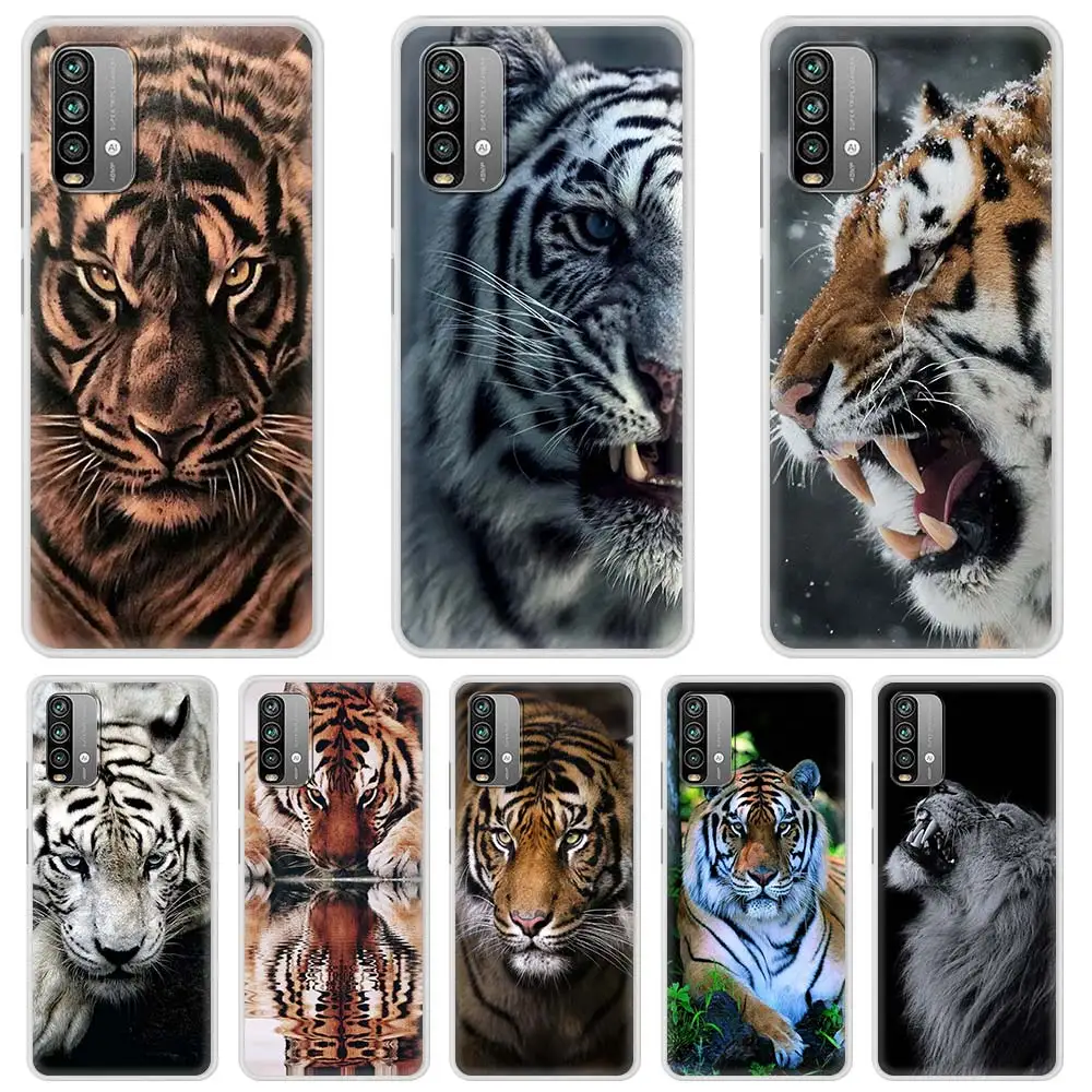 Прозрачный матовый силиконовый чехол с изображением Льва тигра животного для
