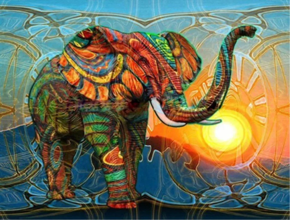 

SKTN DIY Diamond Painting Animal Painting Color Elephant Diamond Hand Embroidery Mosaic kit Living Room Decoration