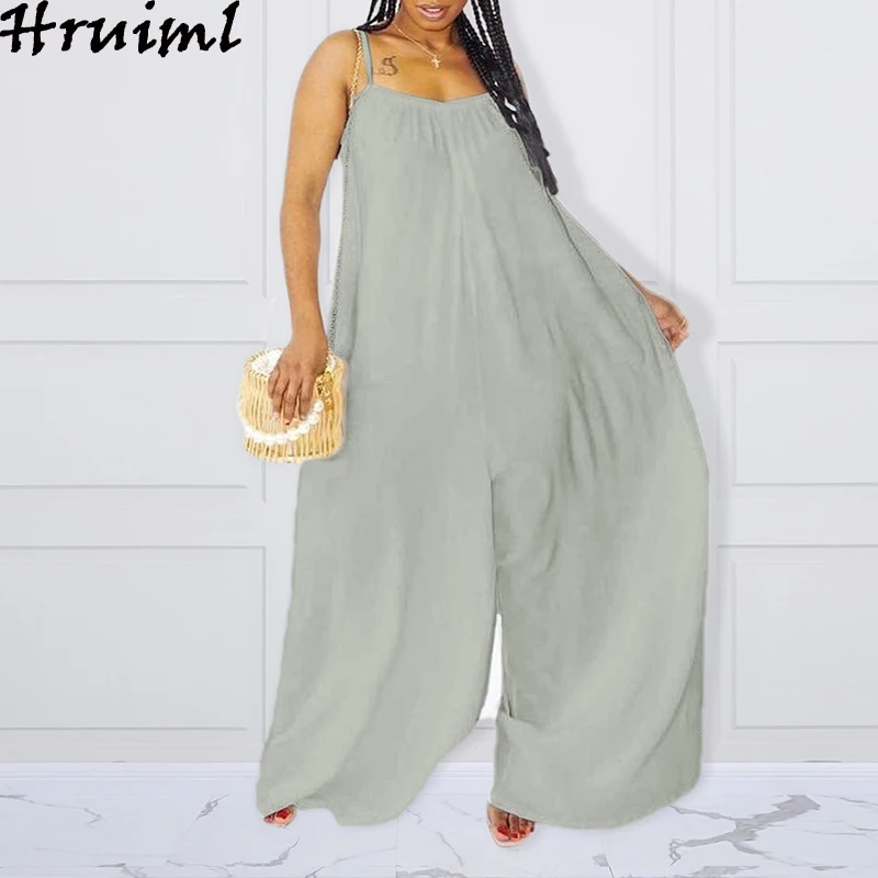 

Гимнастический костюм для детей в возрасте для женщин; Большие размеры XL-5XL модные однотонные свободные брюки с широкими штанинами комбинез...