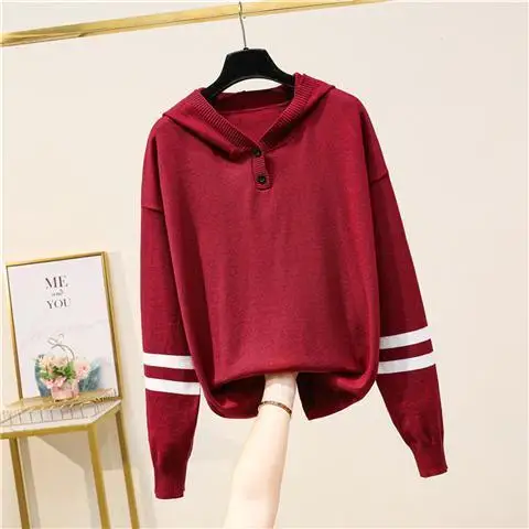 

Large size custom hooded sweater women autumn new loose lazy wind wear long sleeve pullover color matching jacket