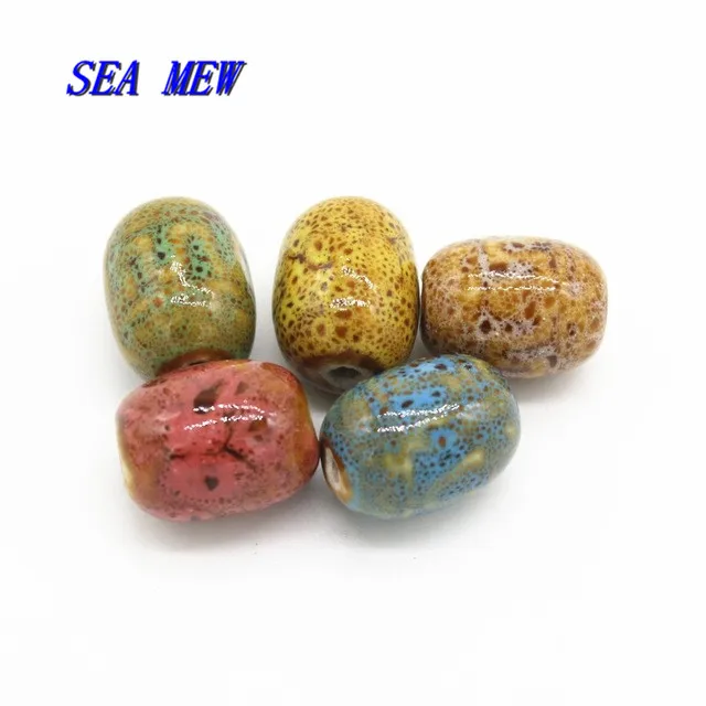 

10PCS 21mm*17mm Barrel Beads Ceramic Beads Handmade DIY Porcelain Beads Spacer Beads For Jewelry Making