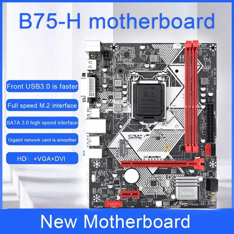 

B75-H рабочего Материнская плата M-ATX USB3.0 SATA3.0 DDR3 двухканальный 16G Mermory для LGA 1155CPU Поддержка ALC662 5,1 КАНАЛ
