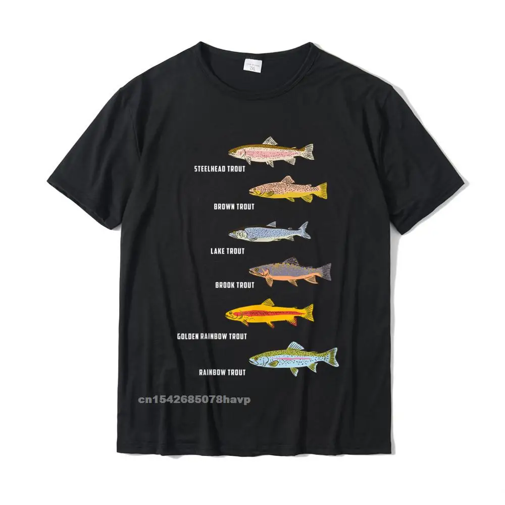 

Funny Types Of Trout Fish Species Fishing Angling T-Shirt Camisa Top T-Shirts Cheap Cotton Men's Tops T Shirt Normal