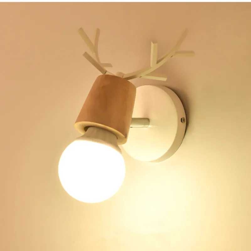 Креативный настенный светильник в скандинавском стиле Деревянный винтажный с